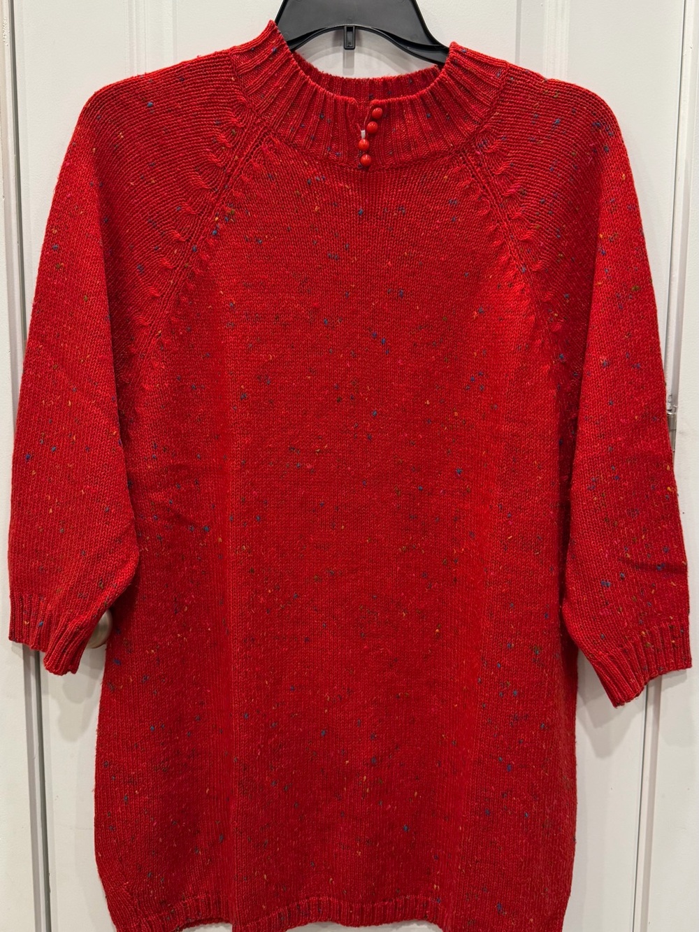 Venezia Red Crewneck Sweater with Button Detail